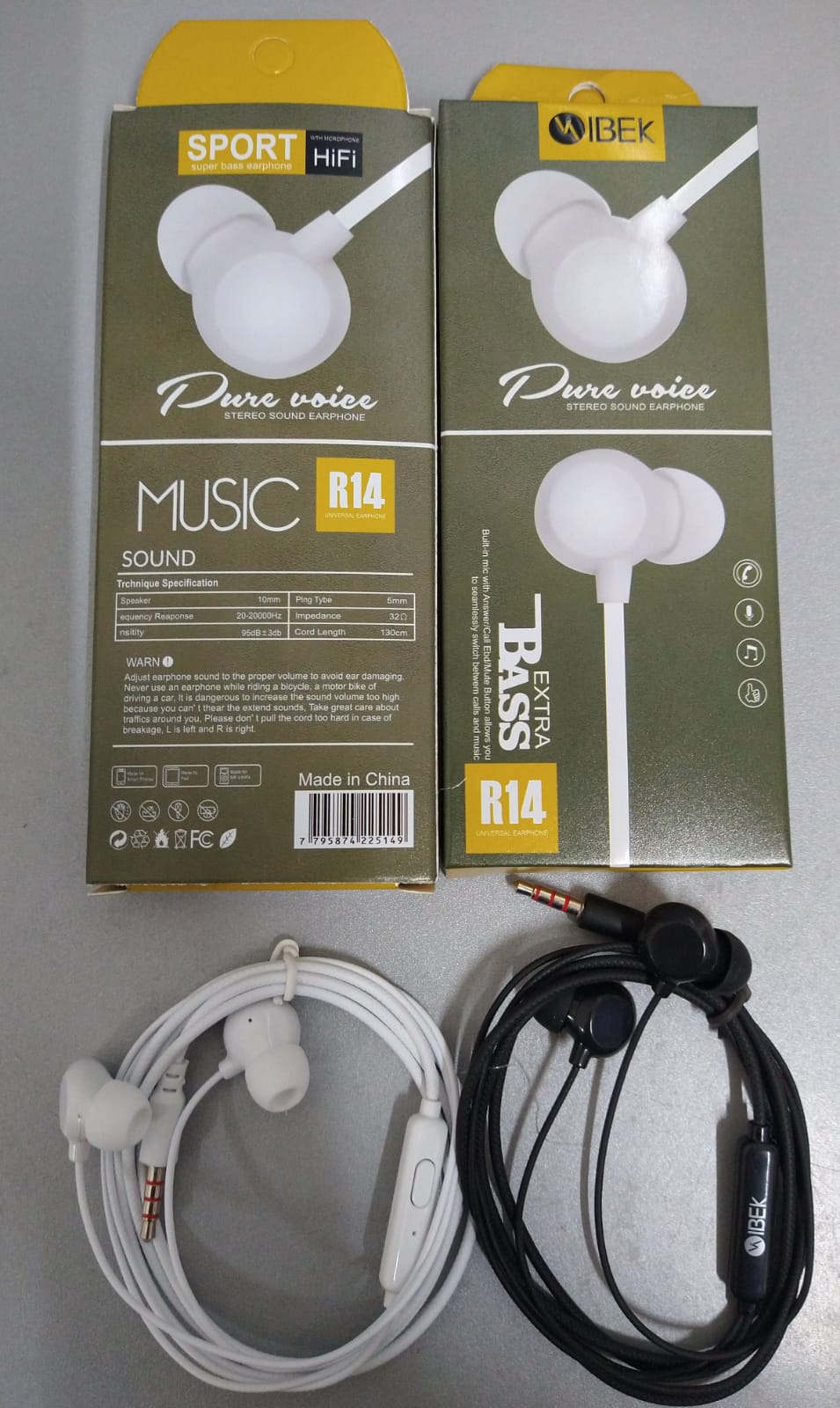 WIBEK Auriculares In-Ear con Cable R14 Extra Bass HiFi [Mayorista]