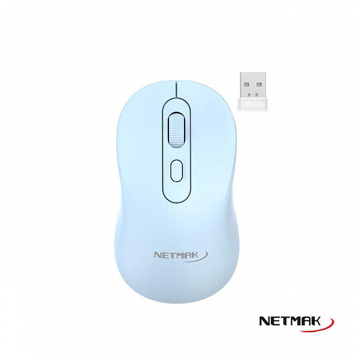 Mouse 2.4 ghz+bt recarg. Netmak m640 azul