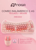Combo Inalámbrico Noga NKB-6600 Teclado Ergonómico y Mouse Rosa [Mayorista]