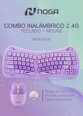 Combo Inalámbrico Noga NKB-6600 Teclado Ergonómico y Mouse Lila [Mayorista]