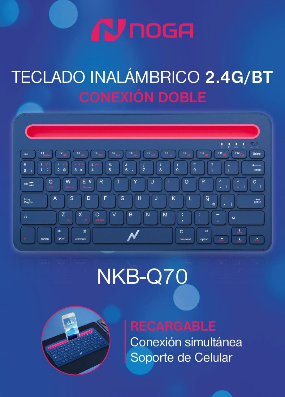 Teclado Inalámbrico Noga NKB-Q70 Bluetooth 2.4G [Mayorista]