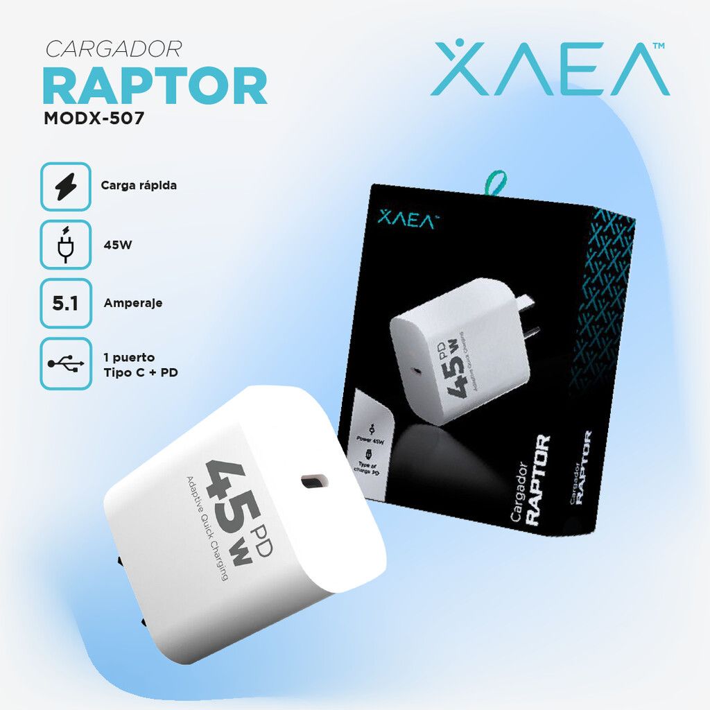 XAEA Raptor Cargador 45W PD USB-C MODX-507 [Mayorista]