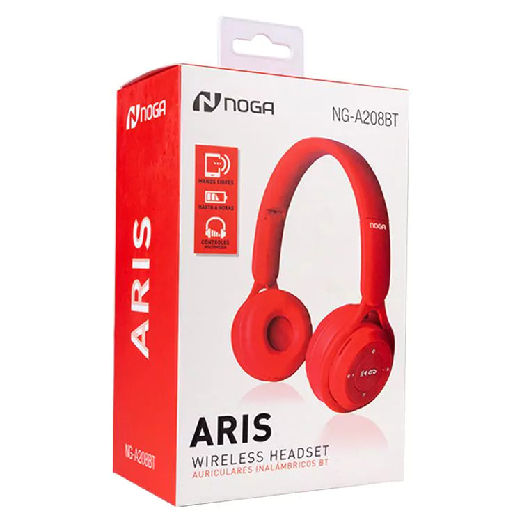 NOGA ARIS NG-A208BT Auriculares Bluetooth Wireless Rojo [Mayorista]