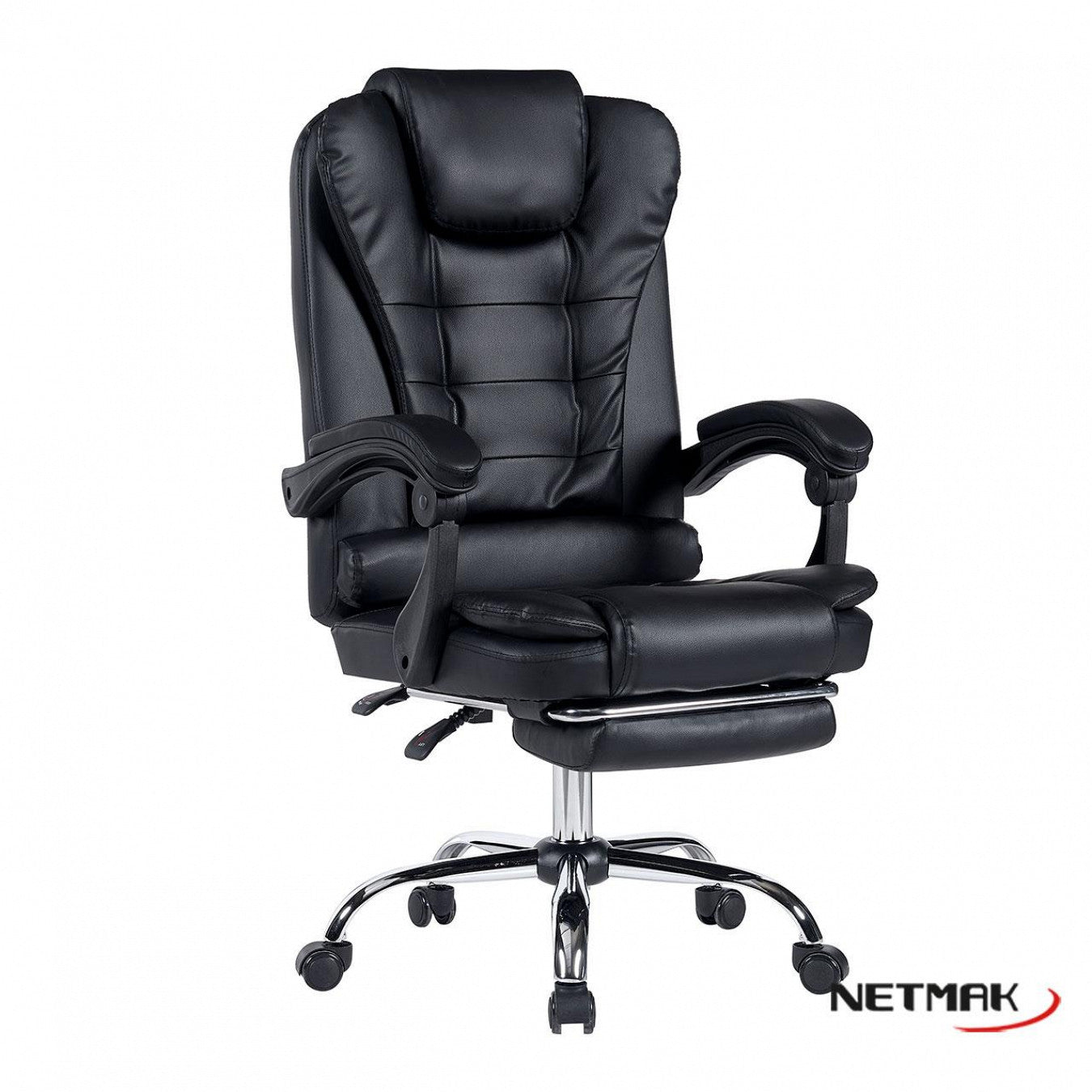 Silla Ejecutiva Netmak Cuero Negro con Apoyapiés [Mayorista]