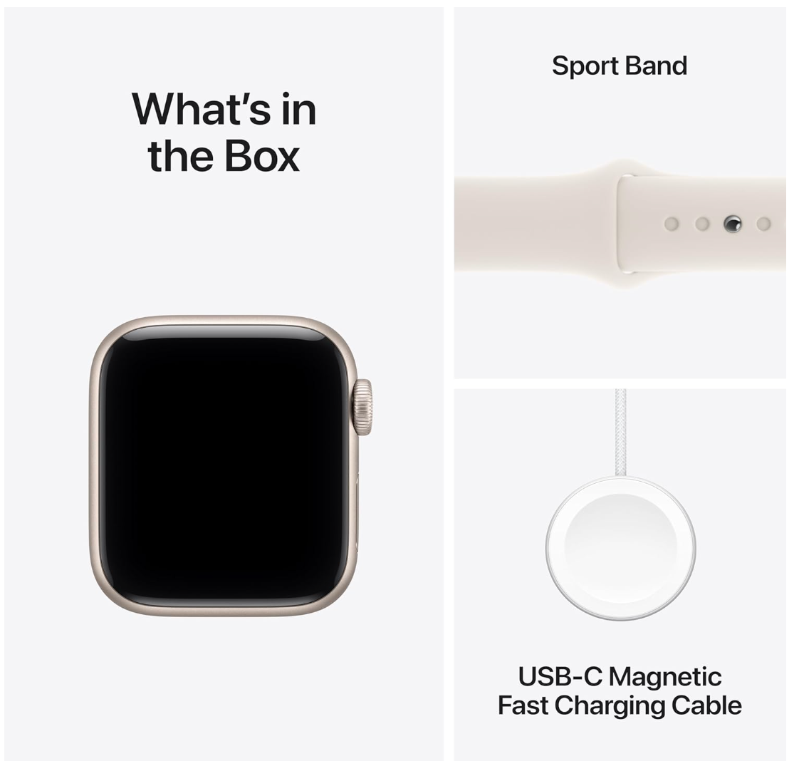 Apple Watch SE 3 (GPS) 44mm Starlight Aluminum Case with Starlight Sport Band M/L