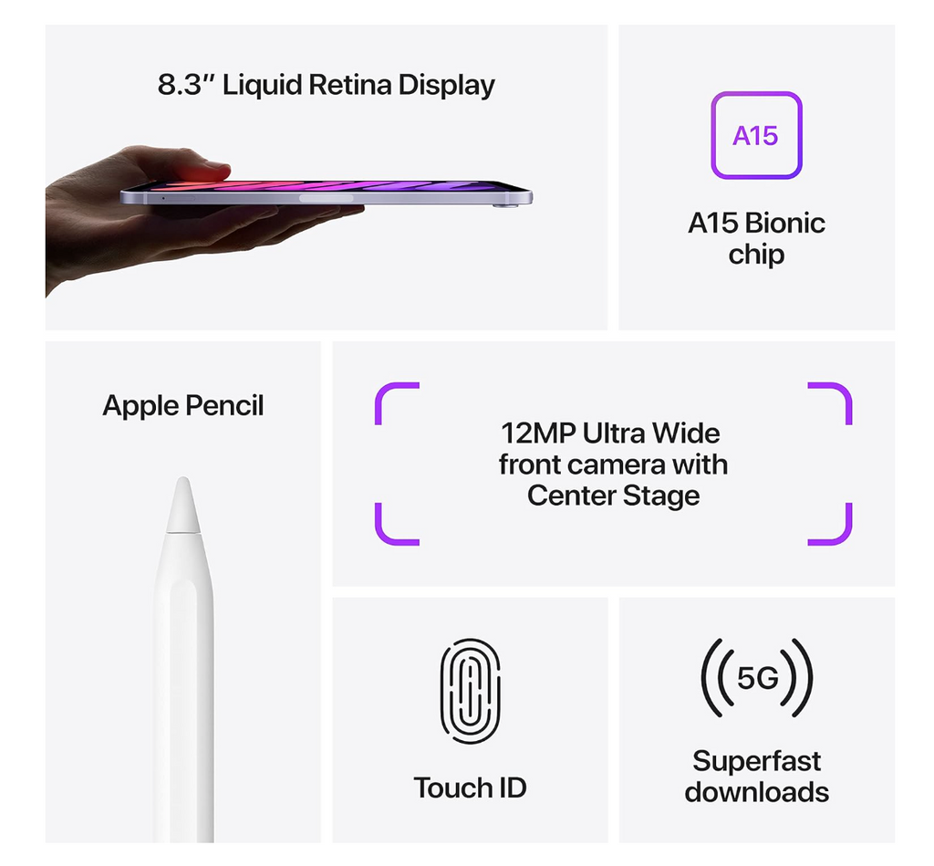 Apple iPad Mini 8.3" Retina (7th Gen) A17 Pro 128GB, Wi-Fi - Purple