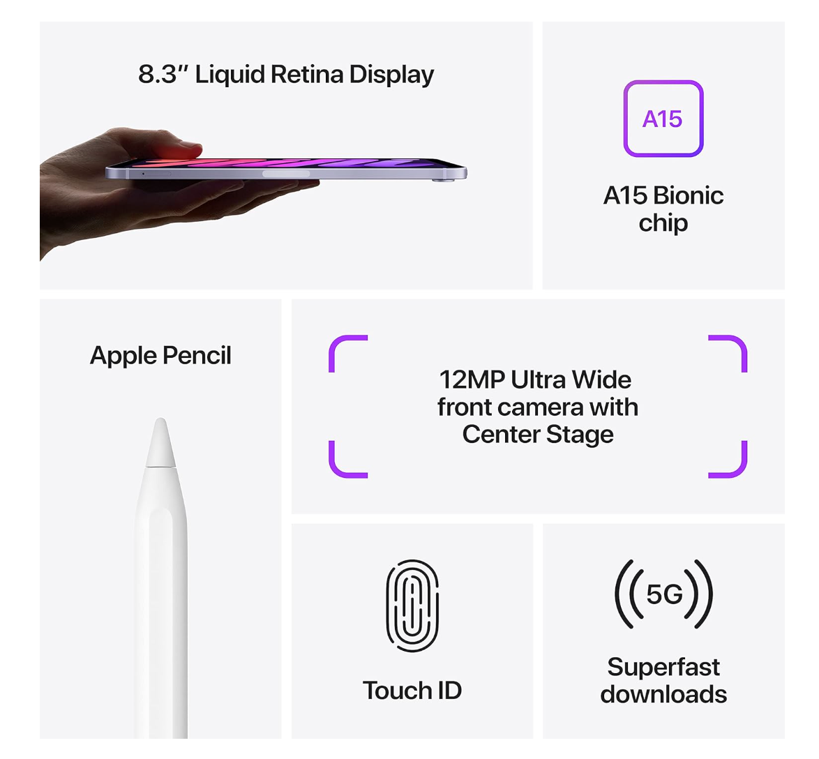 Apple iPad Mini 8.3" Retina (7th Gen) A17 Pro 128GB, Wi-Fi - Purple