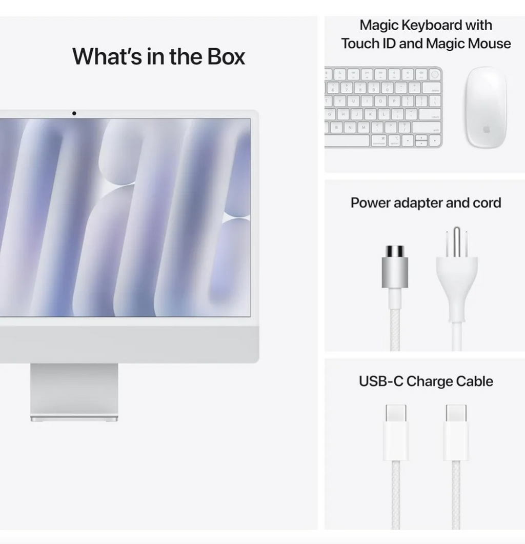 APPLE iMac 24" MWUV3LL/A 4.5K Retina display M4 Chip 10-Core CPU 10-Core GPU /16GB /512GB SSD